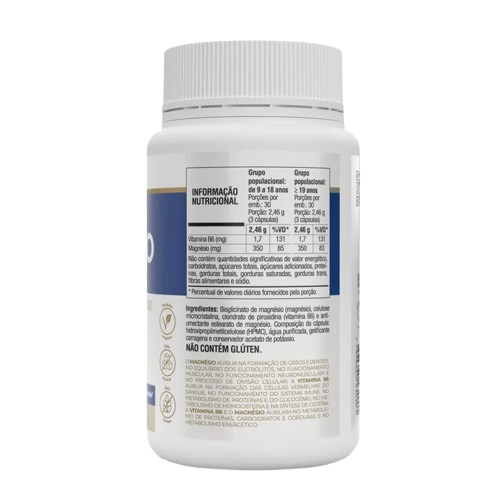 Tabela Nutricional do Magnésio Plus - Informações sobre Vitamina B6 e Magnésio