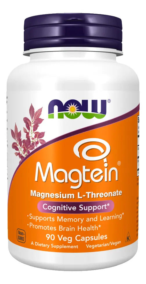 Magtein L-treonato de Magnésio, 180 mg, 90 Cápsulas Vegetarianas (48 mg por Cápsula) NOW Foods