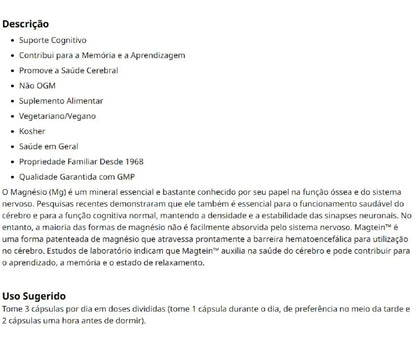Magtein L-treonato de Magnésio, 180 mg, 90 Cápsulas Vegetarianas (48 mg por Cápsula) NOW Foods