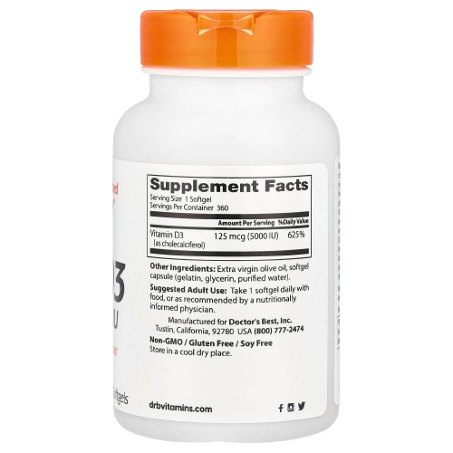 Vitamina D3 5.000 UI 360 Cápsulas Softgel