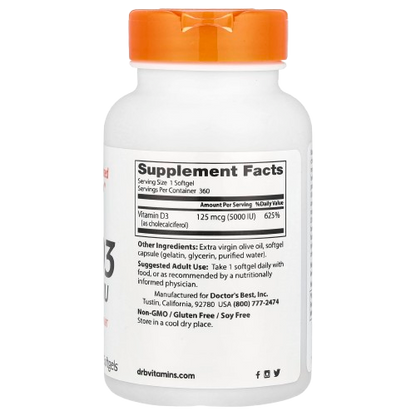 Vitamina D3 5.000 UI 360 Cápsulas Softgel